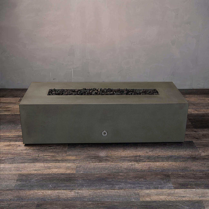 60" x 24" Rectangle Gravity Concrete (GFRC) Fire Pit - Propane Gas Hardline - Push Button Spark Ignition - Brown by Starfire Designs