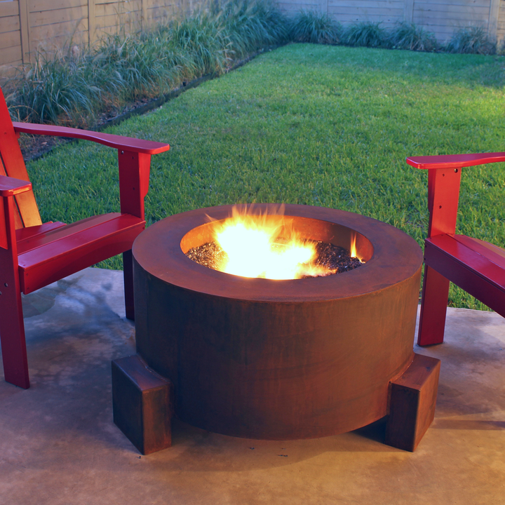 30" Round Cor-Ten Steel Fire Pit - IN STOCK