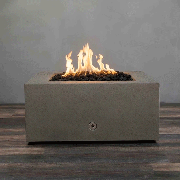 36" Square Rustic Gravity Concrete (GFRC) Fire Pit - Natural Gas - Match Lit Ignition - Brown by Starfire Designs