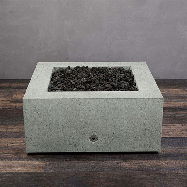 36" Square Rustic Gravity Concrete (GFRC) Fire Pit - Natural Gas - Match Lit Ignition - Natural Gray by Starfire Designs
