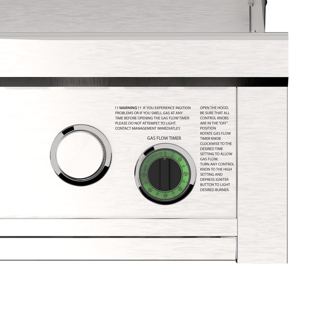 36" Stainless Steel Commercial 3-Burner Built-In Natural Gas Grill with Built-In 1-Hour Timer by Videl Grills