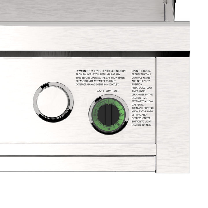 36" Stainless Steel Commercial 3-Burner Built-In Natural Gas Grill with Built-In 1-Hour Timer by Videl Grills