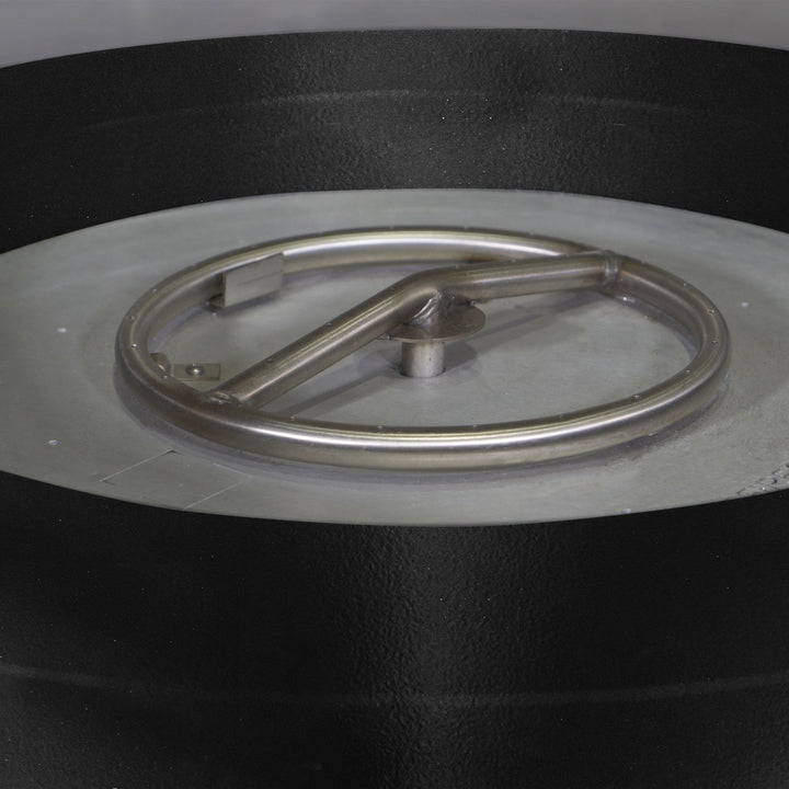 36" Round Gravity Powder Coated Steel Fire Pit - Natural Gas - Match Lit - Black Hammertone by Starfire Designs