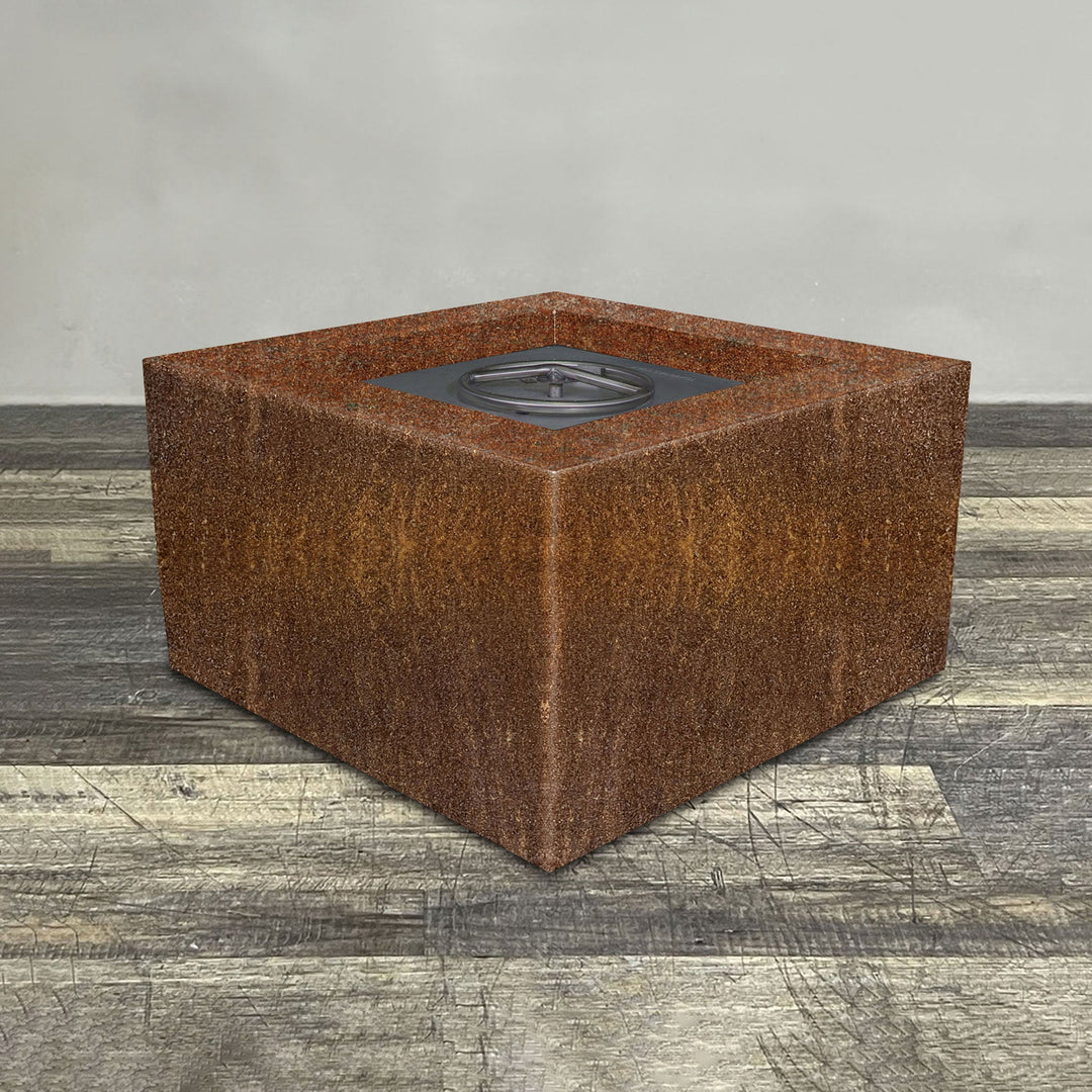 36" Square Gravity Corten Steel Fire Pit by Starfire Designs