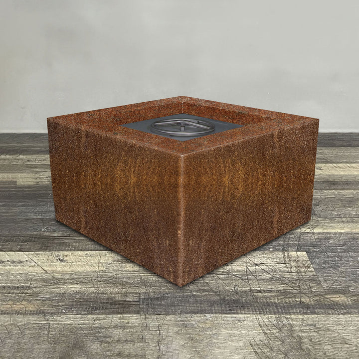 36" Square Gravity Corten Steel Fire Pit by Starfire Designs