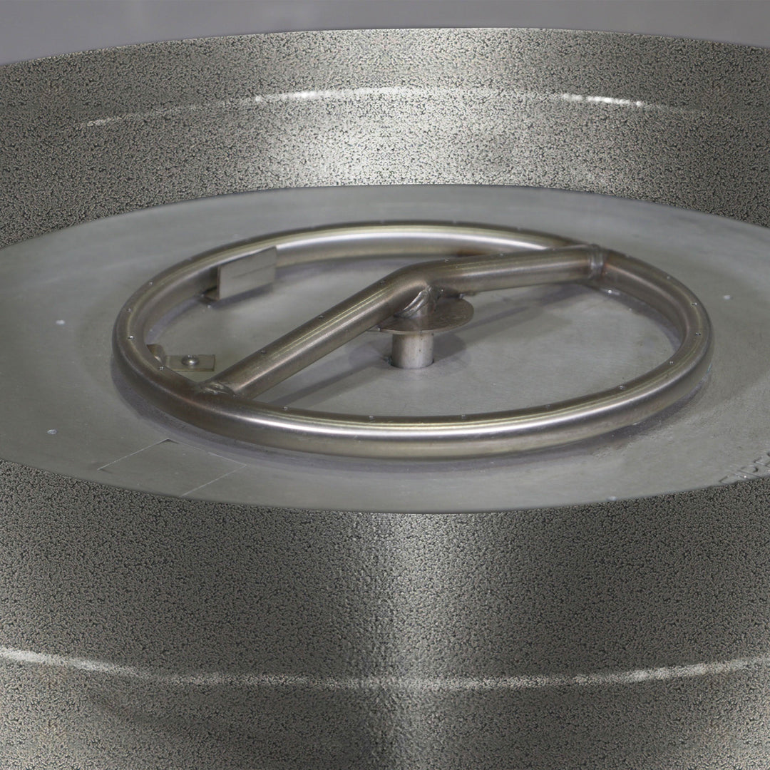 36" Round Gravity Powder Coated Steel Fire Pit - Natural Gas - Match Lit - Silver Hammertone by Starfire Designs