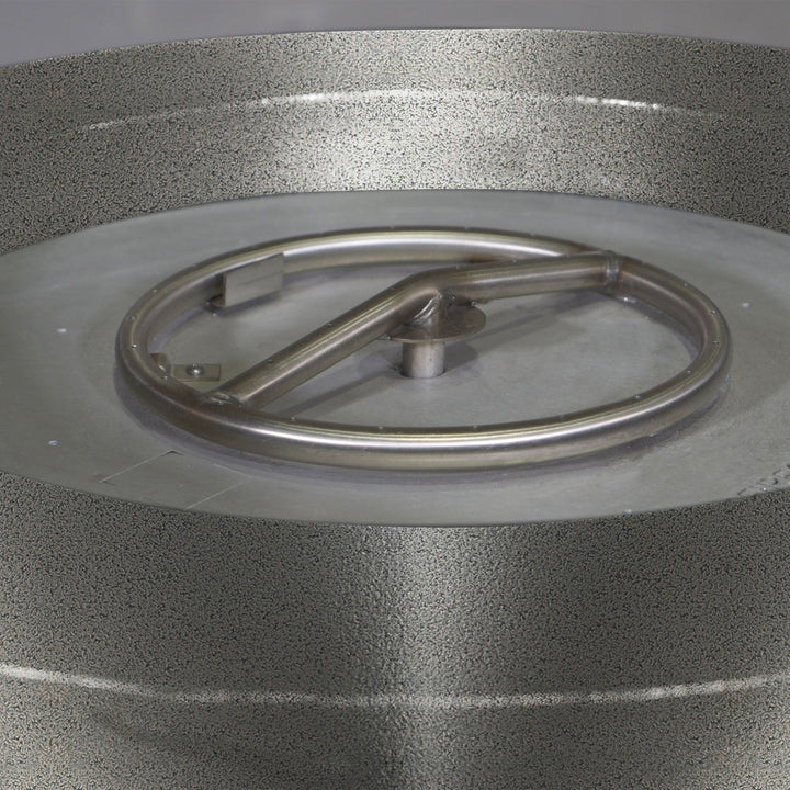 36" Round Gravity Powder Coated Steel Fire Pit - Natural Gas - Match Lit - Silver Hammertone by Starfire Designs