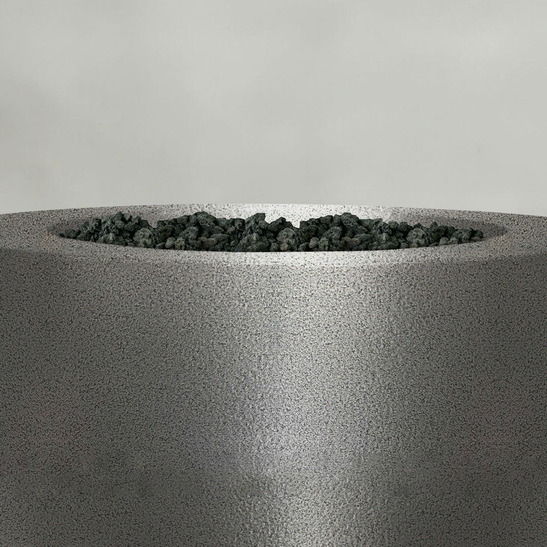 36" Round Gravity Powder Coated Steel Fire Pit - Natural Gas - Match Lit - Silver Hammertone by Starfire Designs
