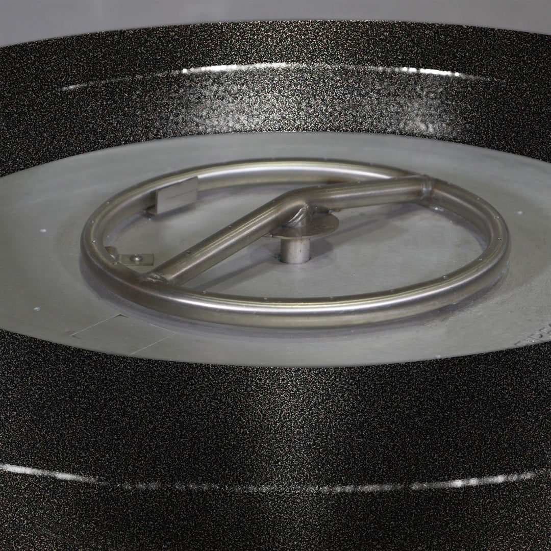36" Round Gravity Powder Coated Steel Fire Pit - Natural Gas - Match Lit - Silver Vein by Starfire Designs