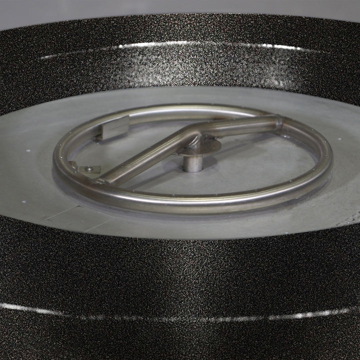 36" Round Gravity Powder Coated Steel Fire Pit - Natural Gas - Match Lit - Silver Vein by Starfire Designs