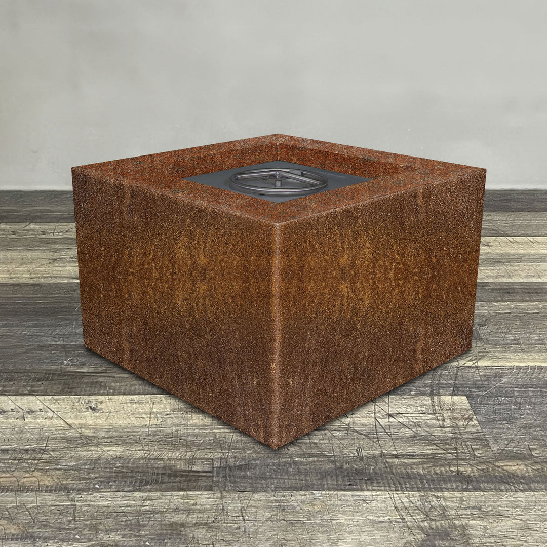 Starfire Designs Metal Gravity 36" Square Corten Steel Gas Fire Pit with Propane Tank Access Door