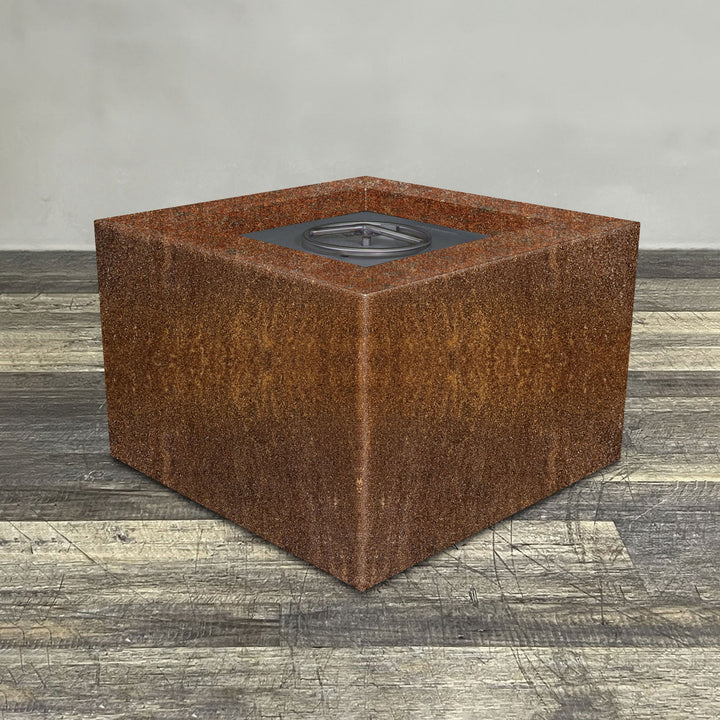 Starfire Designs Metal Gravity 36" Square Corten Steel Gas Fire Pit with Propane Tank Access Door