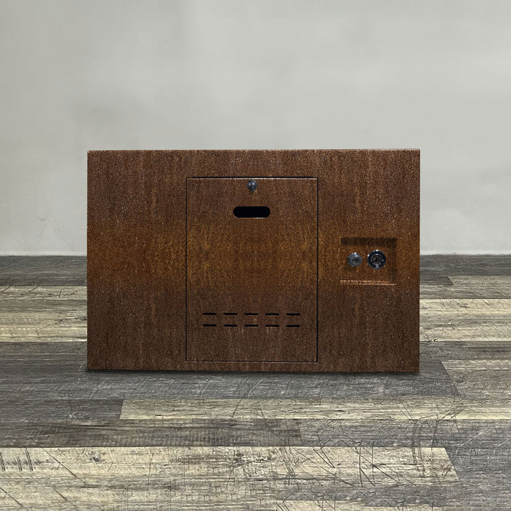 Starfire Designs Metal Gravity 36" Square Corten Steel Gas Fire Pit with Propane Tank Access Door