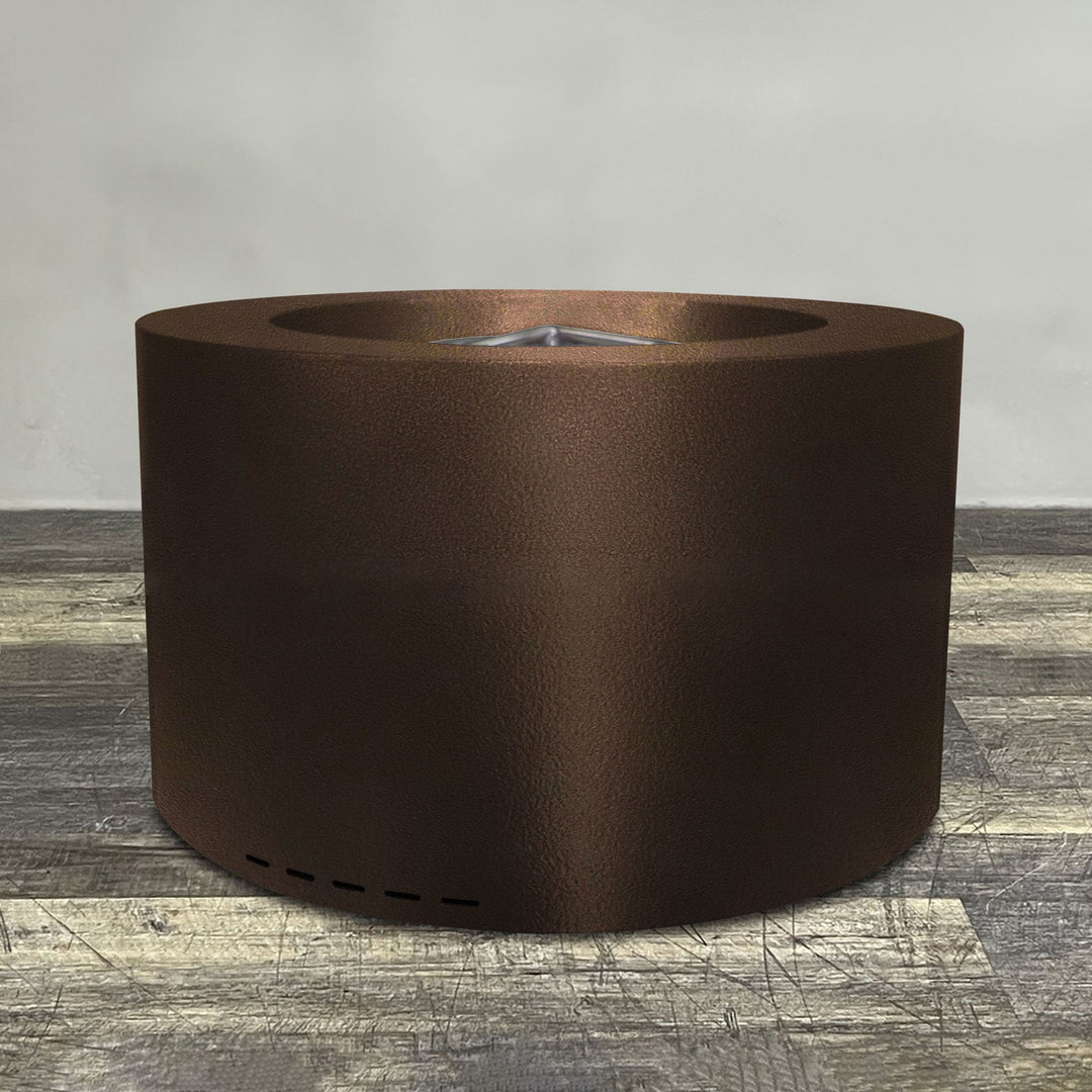 45" Round Gravity Powder Coated Steel Fire Pit - Propane Gas Hardline - 110V CSA On/Off Electronic Ignition System - Bronze Hammertone by Starfire Designs