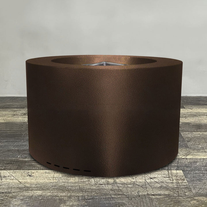 45" Round Gravity Powder Coated Steel Fire Pit - Propane Gas Hardline - 110V CSA On/Off Electronic Ignition System - Bronze Hammertone by Starfire Designs