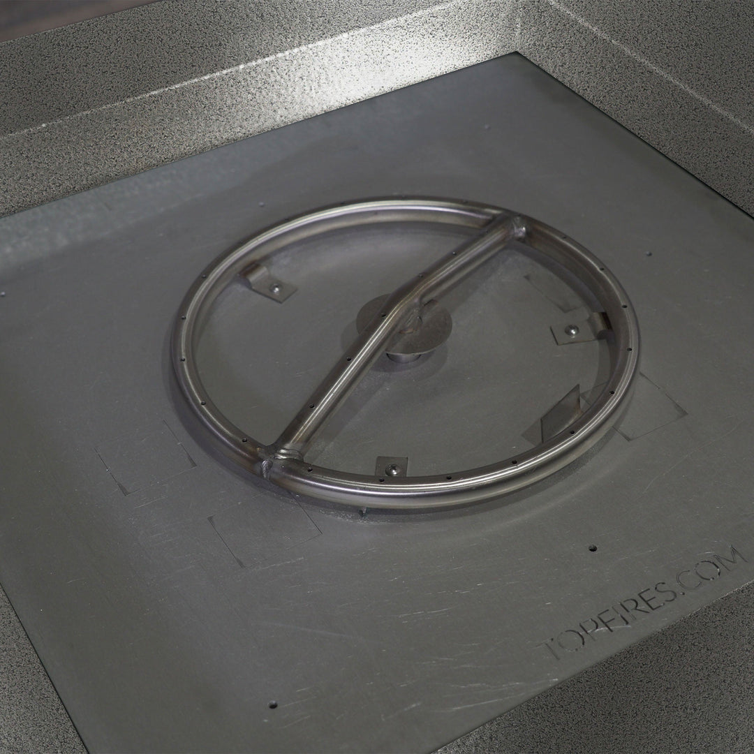45" Square Gravity Powder Coated Steel Fire Pit - Natural Gas - 110V Electronic Ignition System - Silver Hammertone by Starfire Designs