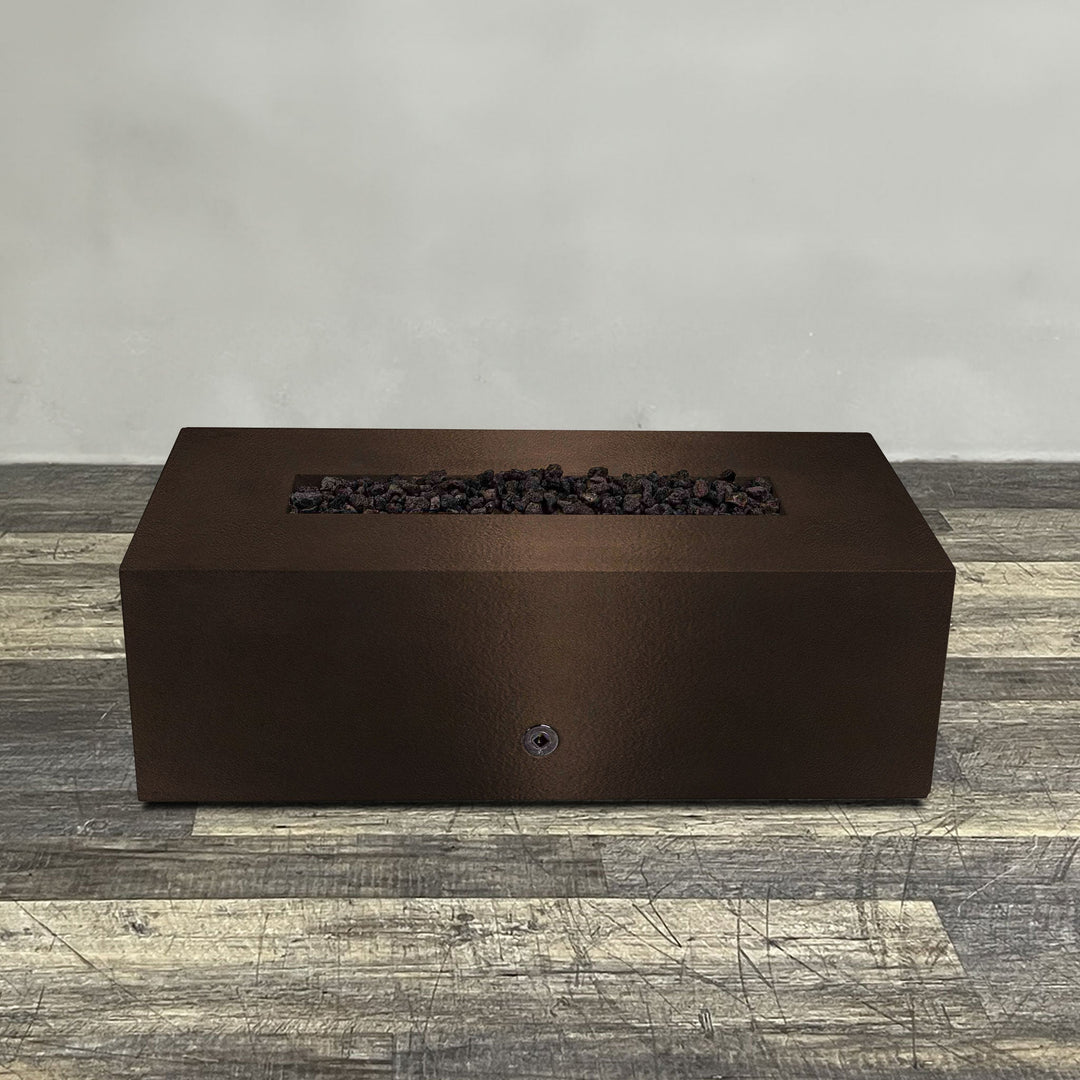 48" x 24" Rectangle Gravity Powder Coated Steel Fire Pit - Propane Gas Hardline - 110V CSA Hi/Lo Electronic Ignition System w/Bluetooth & Handheld Remote - Bronze Hammertone by Starfire Designs