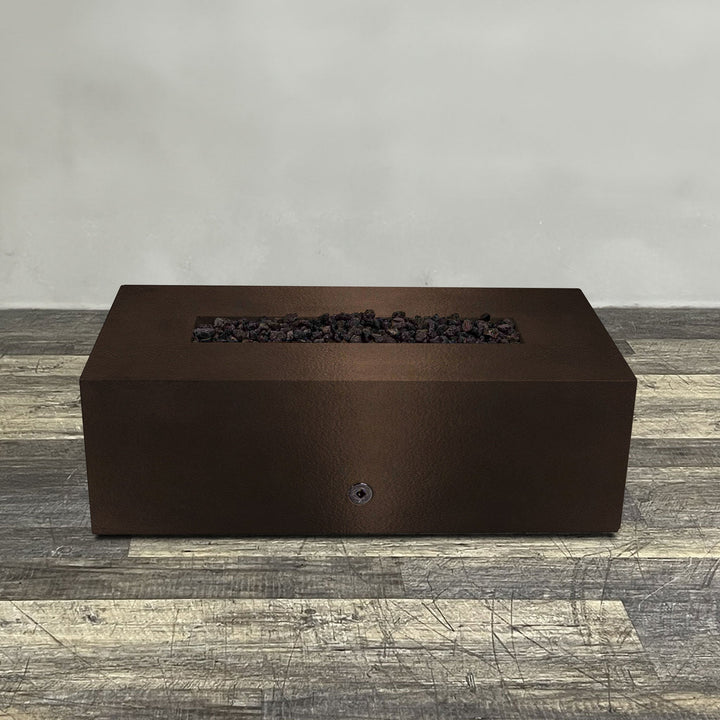 48" x 24" Rectangle Gravity Powder Coated Steel Fire Pit - Propane Gas Hardline - 110V CSA Hi/Lo Electronic Ignition System w/Bluetooth & Handheld Remote - Bronze Hammertone by Starfire Designs