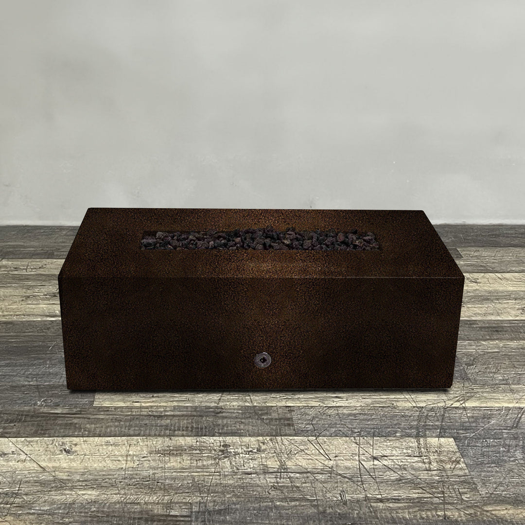 48" x 24" Rectangle Gravity Powder Coated Steel Fire Pit - Propane Gas Hardline - Flame Sense with Spark Ignition System - Copper Vein by Starfire Designs