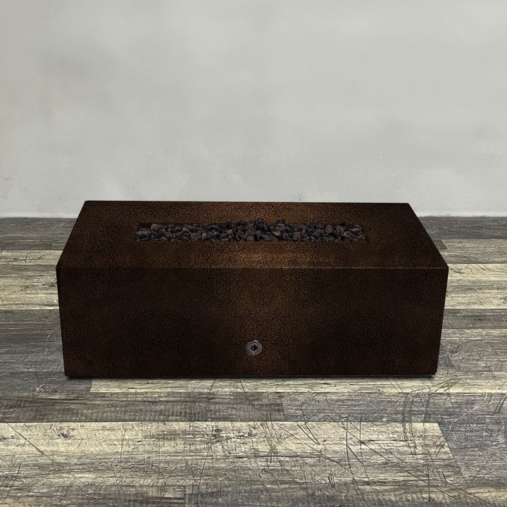 48" x 24" Rectangle Gravity Powder Coated Steel Fire Pit - Propane Gas Hardline - Flame Sense with Spark Ignition System - Copper Vein by Starfire Designs