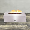 48" x 24" Rectangle Gravity Powder Coated Steel Fire Pit - Propane Gas Hardline - 110V CSA Hi/Lo Electronic Ignition System w/Bluetooth & Handheld Remote - White Hammertone by Starfire Designs