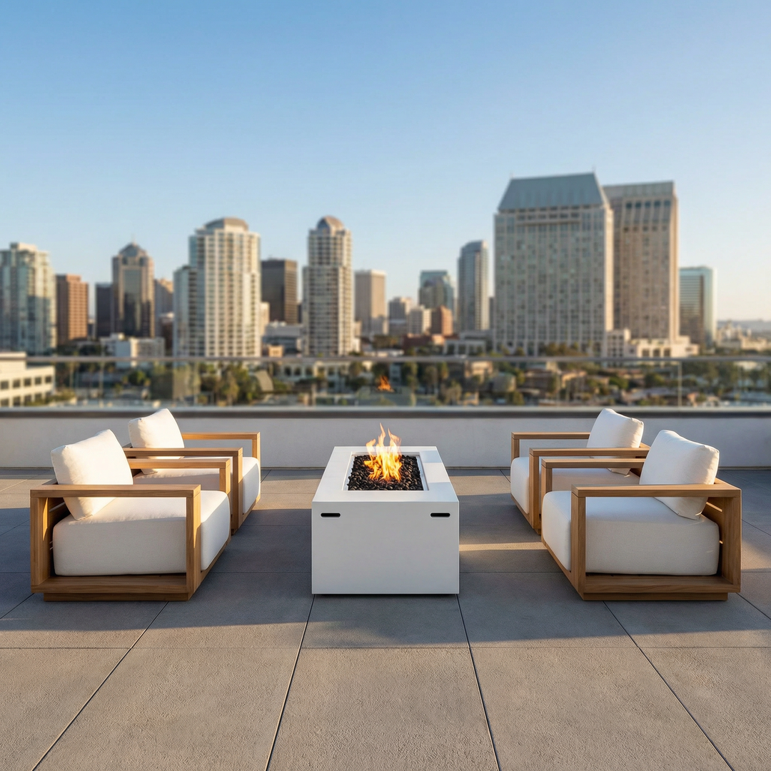Beja 5-Piece Deep Seating Conversation Set with Fire Pit