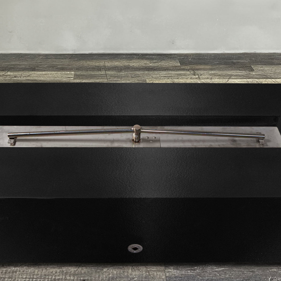 60" x 32" Rectangle Gravity Powder Coated Steel Fire Pit - Propane Gas Hardline - Push Button Spark Ignition - Black Hammertone by Starfire Designs