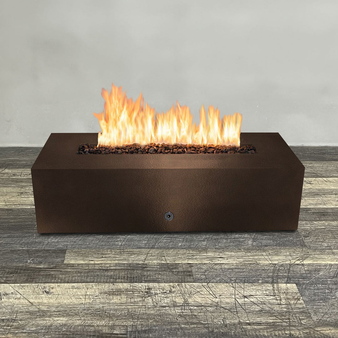 60" x 32" Rectangle Gravity Powder Coated Steel Fire Pit - Propane Gas Hardline - Push Button Spark Ignition - Bronze Hammertone by Starfire Designs