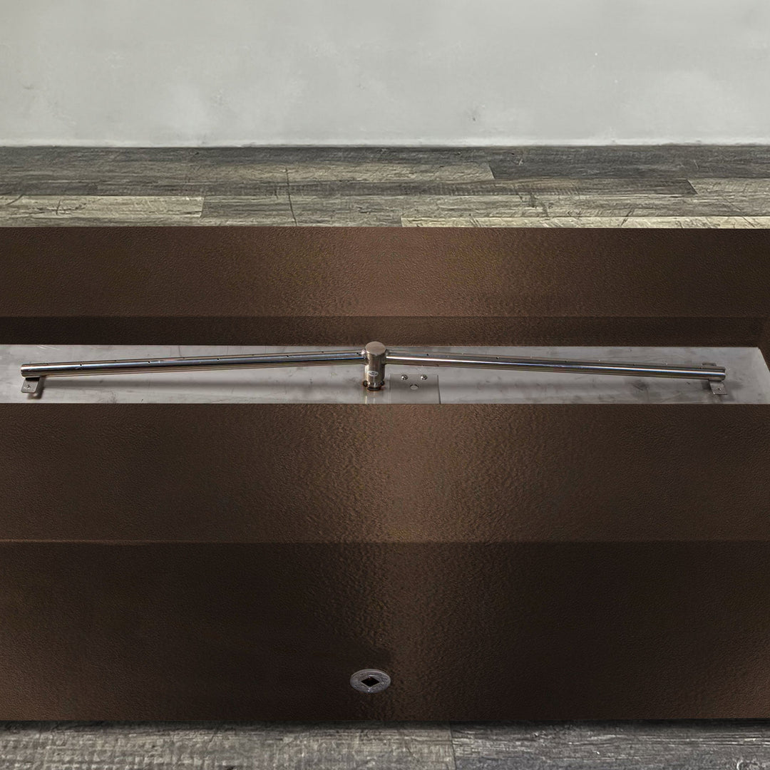 60" x 32" Rectangle Gravity Powder Coated Steel Fire Pit - Propane Gas Hardline - Push Button Spark Ignition - Bronze Hammertone by Starfire Designs