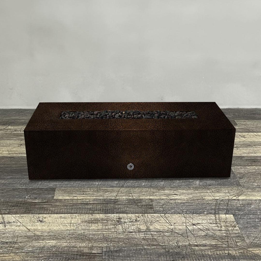 60" x 32" Rectangle Gravity Powder Coated Steel Fire Pit - Natural Gas - Push Button Spark Ignition - Copper Vein by Starfire Designs