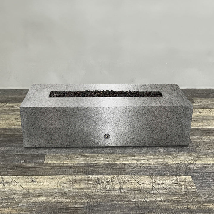 60" x 32" Rectangle Gravity Powder Coated Steel Fire Pit - Natural Gas - Flame Sense with Spark Ignition System - Silver Hammertone by Starfire Designs