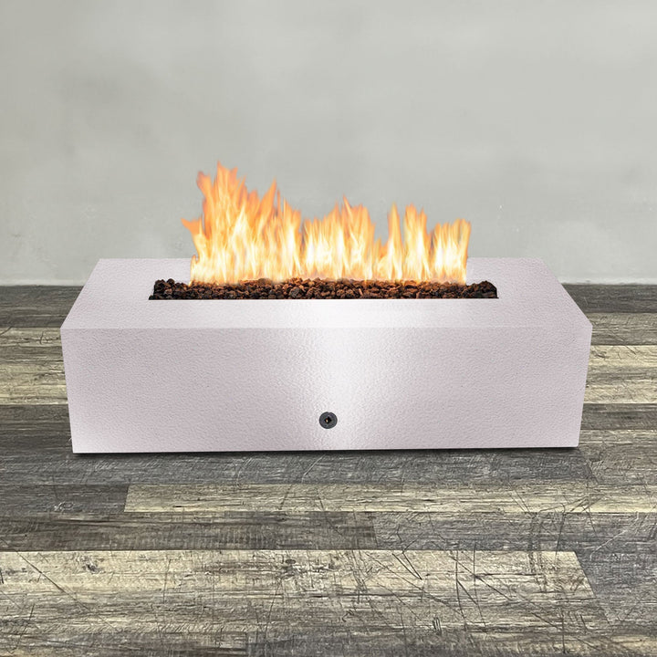 60" x 32" Rectangle Gravity Powder Coated Steel Fire Pit - Natural Gas - Flame Sense with Spark Ignition System - White Hammertone by Starfire Designs