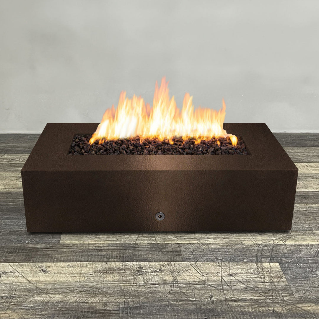 60" x 32" Rectangle Gravity Powder Coated Steel Fire Pit - Natural Gas - Flame Sense with Spark Ignition System - Bronze Hammertone by Starfire Designs