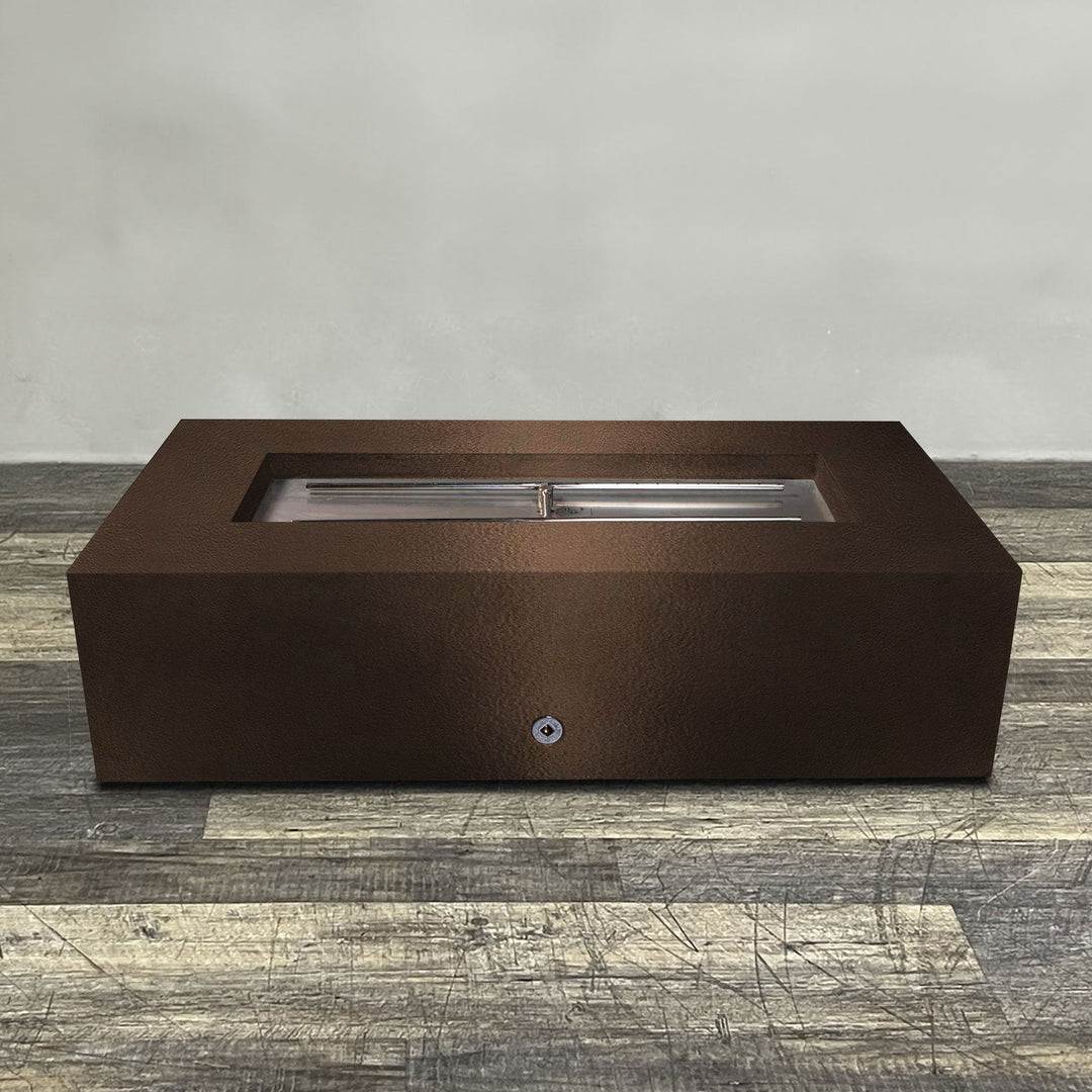 60" x 32" Rectangle Gravity Powder Coated Steel Fire Pit - Natural Gas - Flame Sense with Spark Ignition System - Bronze Hammertone by Starfire Designs