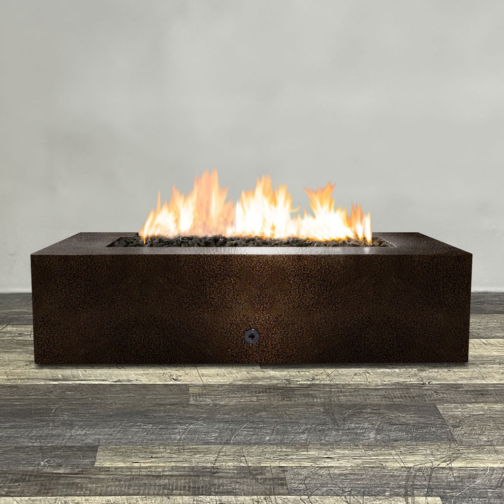 60" x 32" Rectangle Gravity Powder Coated Steel Fire Pit - Natural Gas - 110V CSA Hi/Lo Electronic Ignition System w/Bluetooth & Handheld Remote - Copper Vein by Starfire Designs