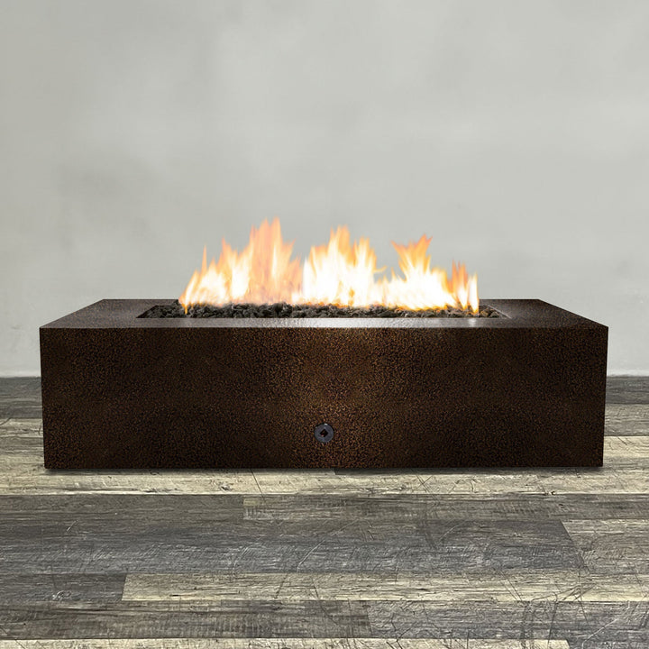 60" x 32" Rectangle Gravity Powder Coated Steel Fire Pit - Natural Gas - 110V CSA Hi/Lo Electronic Ignition System w/Bluetooth & Handheld Remote - Copper Vein by Starfire Designs