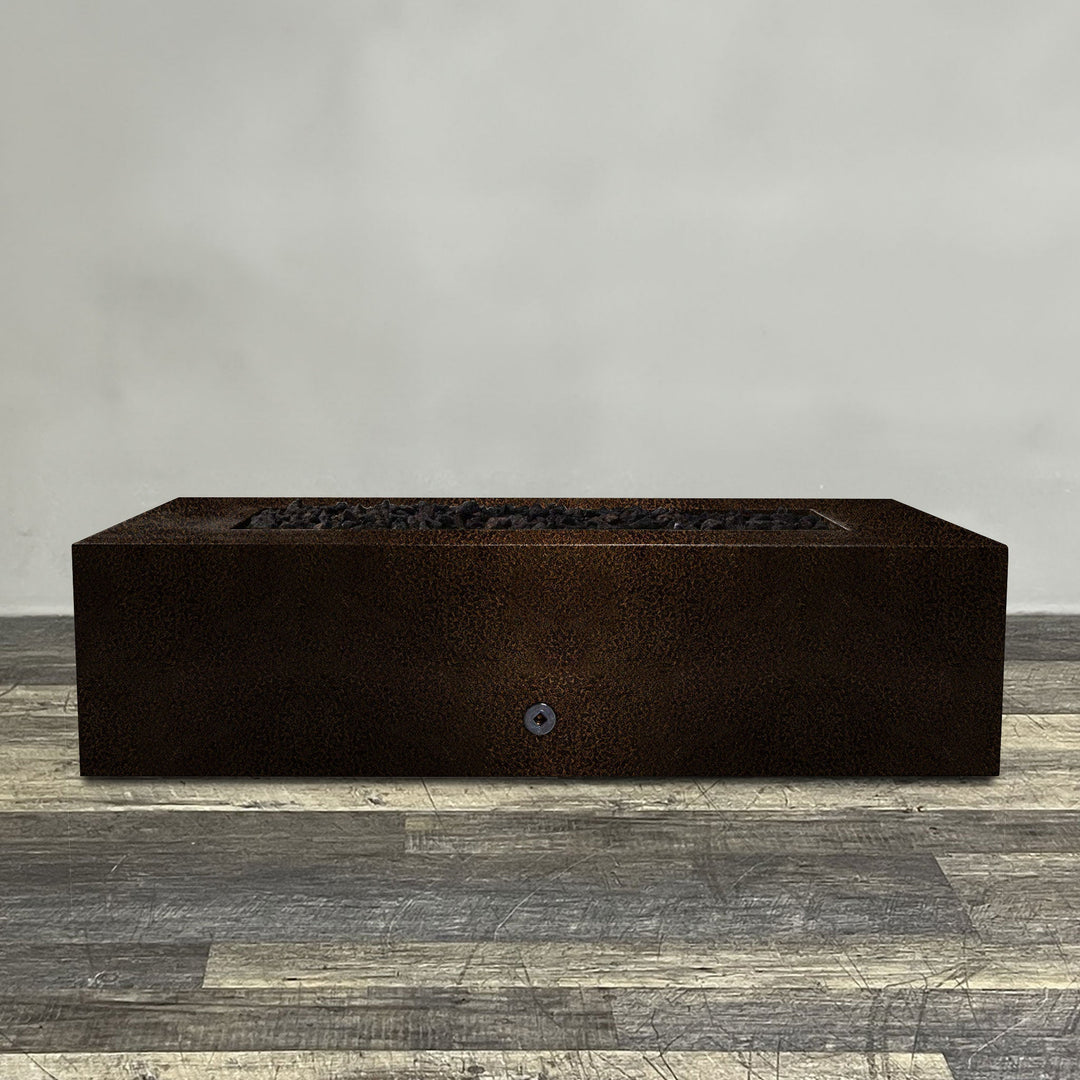 60" x 32" Rectangle Gravity Powder Coated Steel Fire Pit - Natural Gas - 110V CSA Hi/Lo Electronic Ignition System w/Bluetooth & Handheld Remote - Copper Vein by Starfire Designs