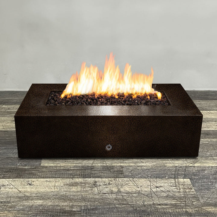 60" x 32" Rectangle Gravity Powder Coated Steel Fire Pit - Natural Gas - 110V CSA Hi/Lo Electronic Ignition System w/Bluetooth & Handheld Remote - Copper Vein by Starfire Designs
