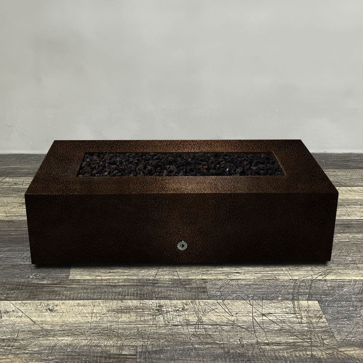 60" x 32" Rectangle Gravity Powder Coated Steel Fire Pit - Natural Gas - 110V CSA Hi/Lo Electronic Ignition System w/Bluetooth & Handheld Remote - Copper Vein by Starfire Designs