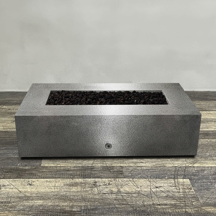 60" x 32" Rectangle Gravity Powder Coated Steel Fire Pit - Propane Gas Hardline - 110V CSA Hi/Lo Electronic Ignition System w/Bluetooth & Handheld Remote - Silver Hammertone by Starfire Designs