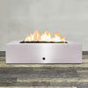 60" x 32" Rectangle Gravity Powder Coated Steel Fire Pit - Natural Gas - 110V CSA Hi/Lo Electronic Ignition System w/Bluetooth & Handheld Remote - White Hammertone by Starfire Designs