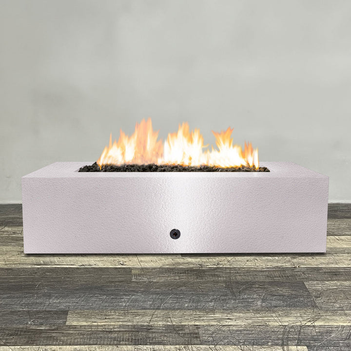 60" x 32" Rectangle Gravity Powder Coated Steel Fire Pit - Natural Gas - 110V CSA Hi/Lo Electronic Ignition System w/Bluetooth & Handheld Remote - White Hammertone by Starfire Designs