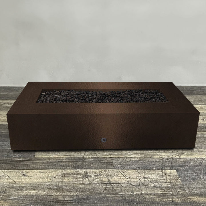 72" x 38" Rectangle Gravity Powder Coated Steel Fire Pit - Propane Gas Hardline - 110V CSA Hi/Lo Electronic Ignition System w/Bluetooth & Handheld Remote - Bronze Hammertone by Starfire Designs