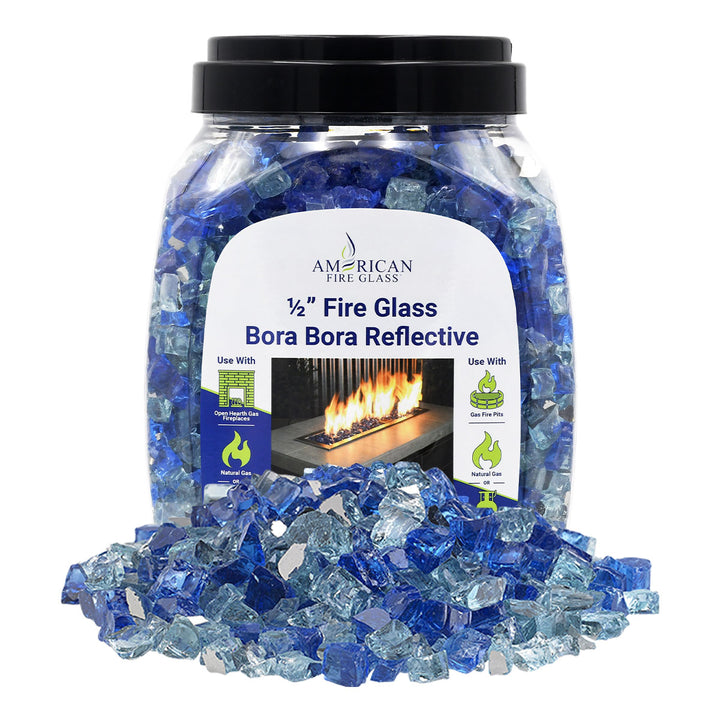 1/2" Bora Bora Reflective Fire Glass - 10 Lb Jar