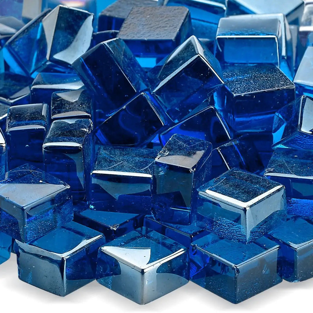 1/2" Pacific Blue Luster Fire Glass 2.0 Cubes by American Fire Products