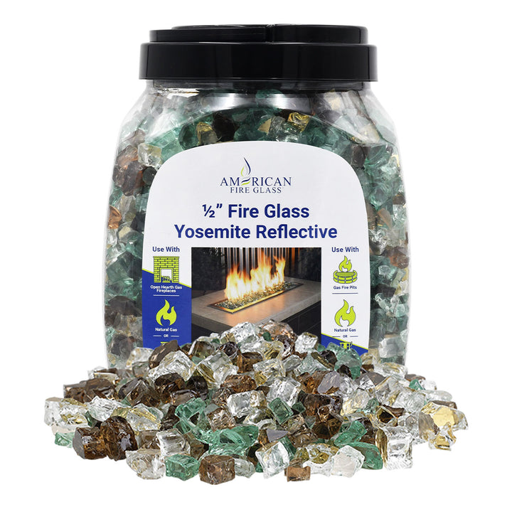 1/2" Yosemite Reflective Fire Glass - 10 Lb Jar