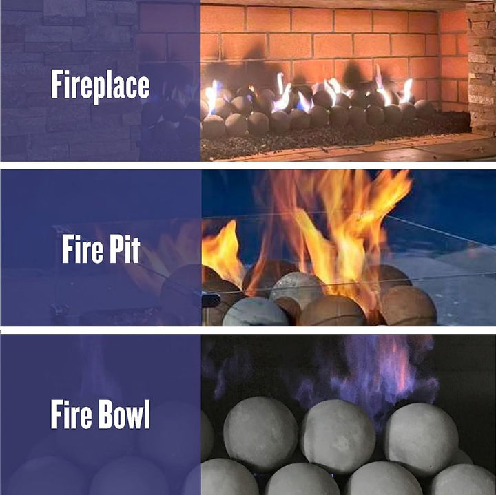 4" Cape Gray Lite Stone Fire Balls - Set of 6 by American Fire Products