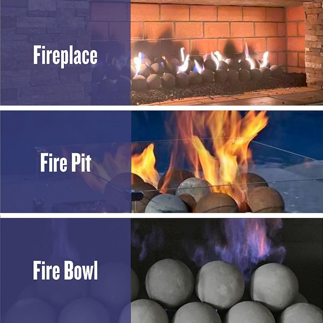 4" Matte Black Lite Stone Fire Balls - Set of 6 by American Fire Products