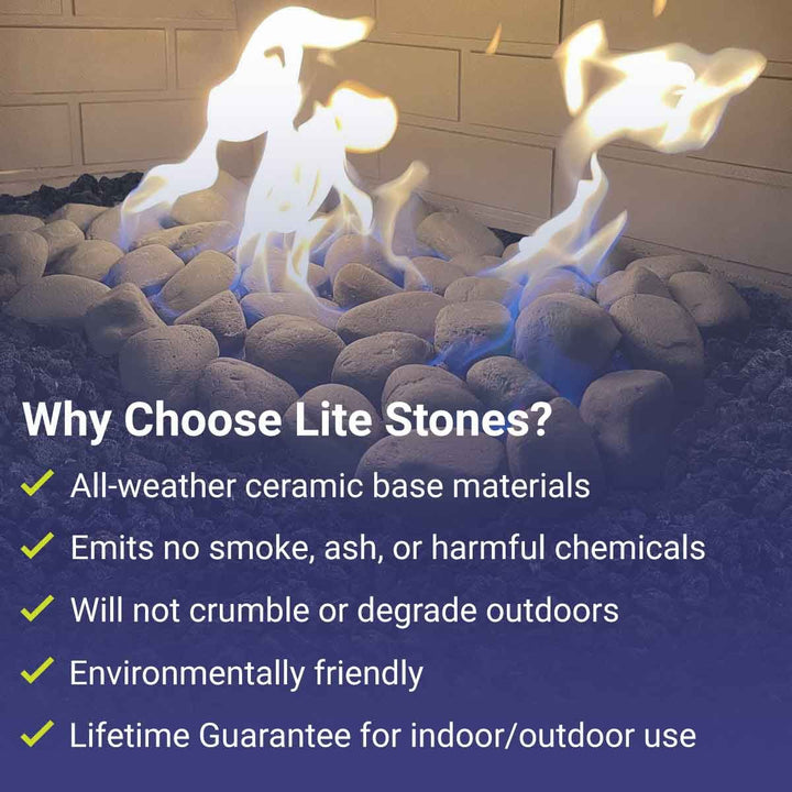 Cape Gray Lite Stones - Set of 15 by American Fire Products