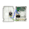 Open housing of the Bromic 1-Channel Smart-Heat Dimmer revealing the mounted circuit board, capacitors, terminal blocks, and factory wiring used to deliver smooth wireless heat control.